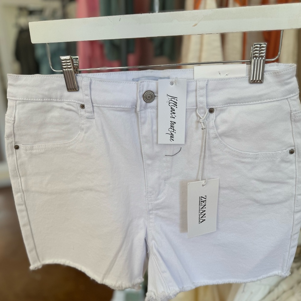 ZENANA white acid washed shorts
